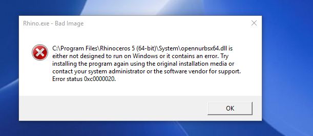 Rhino.exe - Bad Image