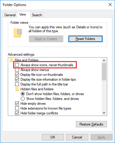 Folder Options